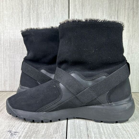 Nike Golkana Black Faux Fur Lined Warm Winter Slip On Boot Shoe Women’s Size 8 - Picture 2 of 10